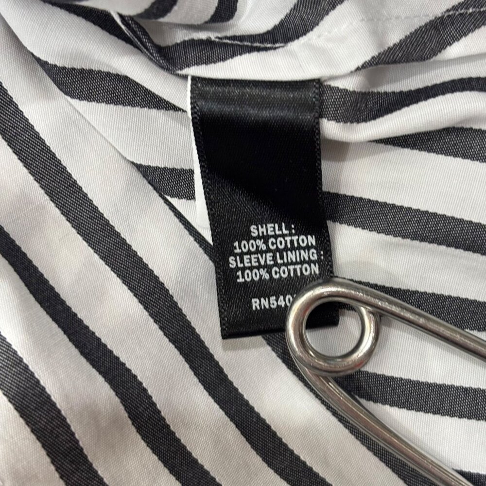 Banana Republic Stripe Top Womens Size Small Y2K Black White Striped Puff Sleeve - Picture 10 of 12